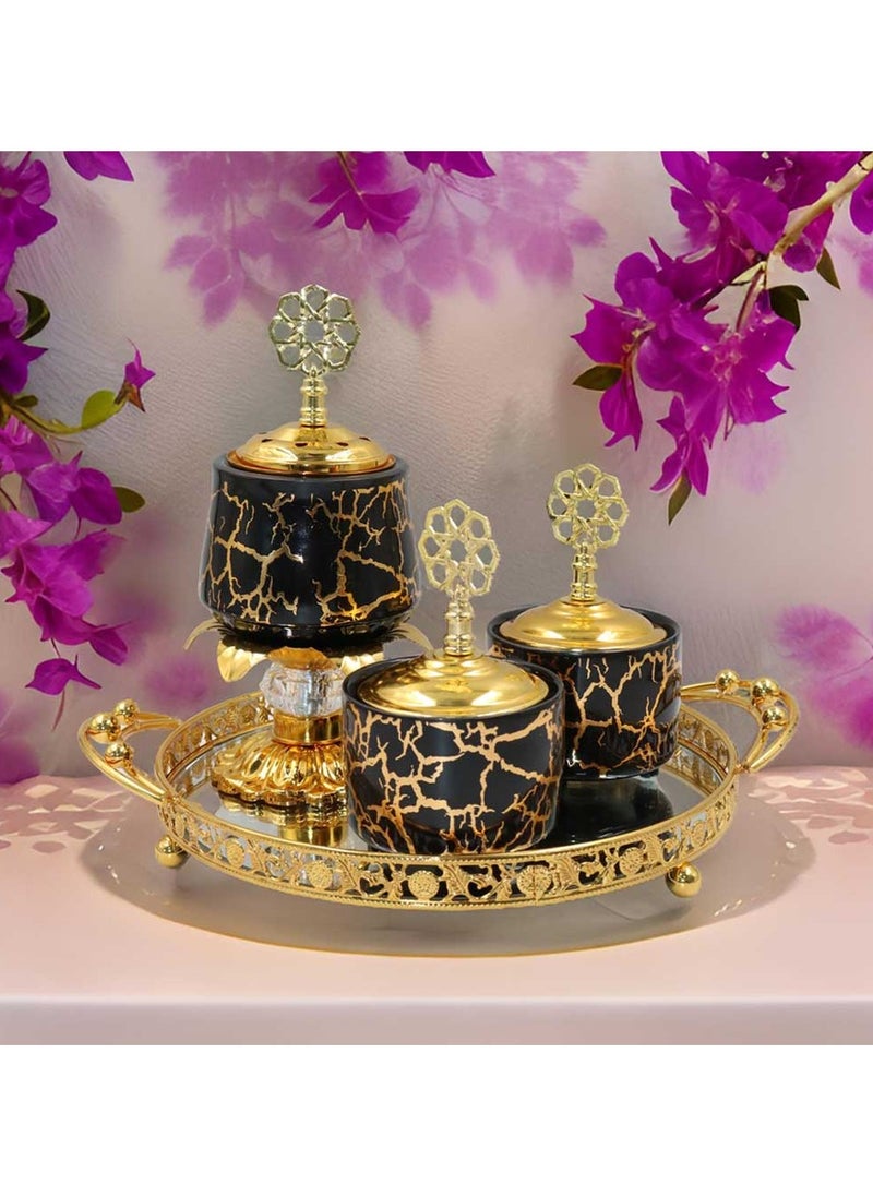 Bakhoor BoSidin Luxurious Ceramic Incense Burner Set Arabic Oud Bakhoor Holder for Home and Office Fragrance  - Image 3
