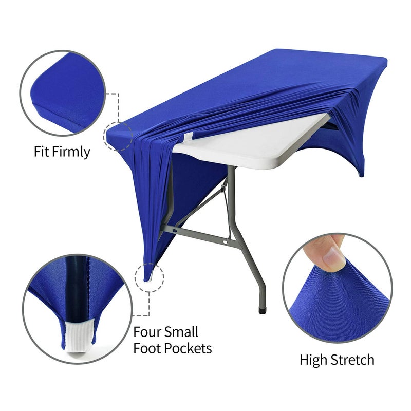 Peomeise 6FT Spandex Table Cover Rectangular Stretch Spandex Tablecloth (Royal Blue 6FT) - Image 3