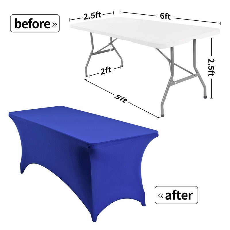 Peomeise 6FT Spandex Table Cover Rectangular Stretch Spandex Tablecloth (Royal Blue 6FT) - Image 2