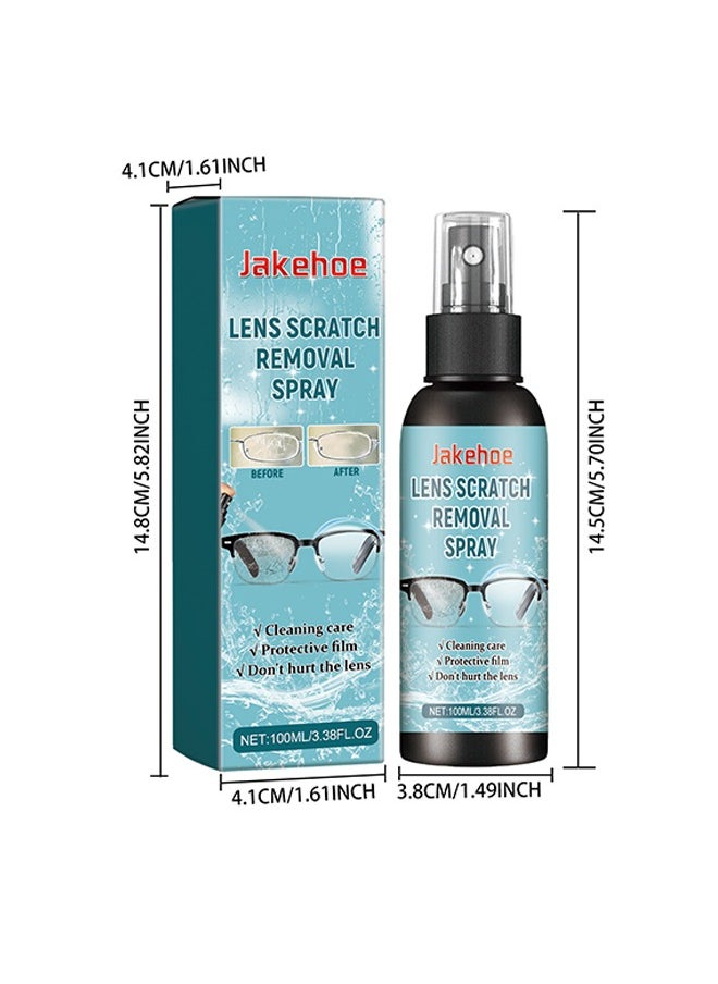 Jakehoe - Lens Scratch Removal Spray, Eyeglass Lens Cleaning Spray For Eyeglasses, Mobile phones And Electronic Screens, Optical Surfaces, Even On Coated Surfaces, Safe Professional Grade Formula, 100ML - Image 1