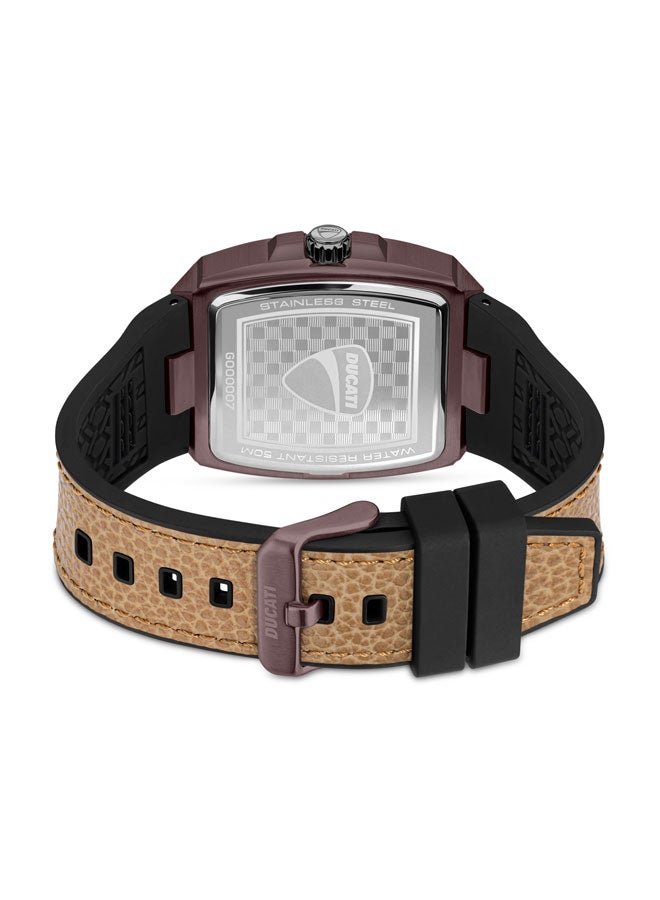 Ducati Coffee Stainless Steel Dial Leather Strap Quartz Watch for Men - Image 3