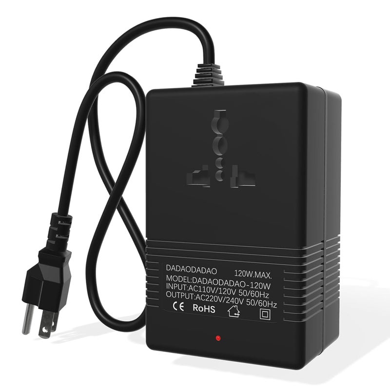 Dadaodadao Voltage Converter 110v to 220v 110v to 220v adapter 110v to 220v Converter 110 to 220 Voltage Converter Step Up Transformer 110v to 220v 120 to 240 voltage converter 110 to 220 adapter plug (120W-GND) - Image 1