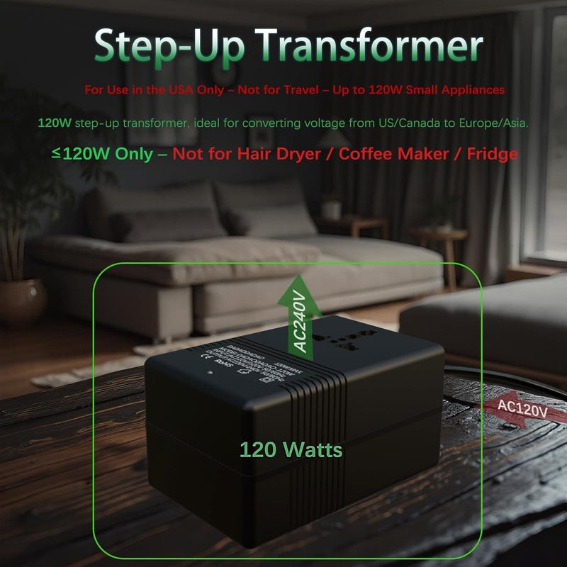 Dadaodadao Voltage Converter 110v to 220v 110v to 220v adapter 110v to 220v Converter 110 to 220 Voltage Converter Step Up Transformer 110v to 220v 120 to 240 voltage converter 110 to 220 adapter plug (120W-GND) - Image 5