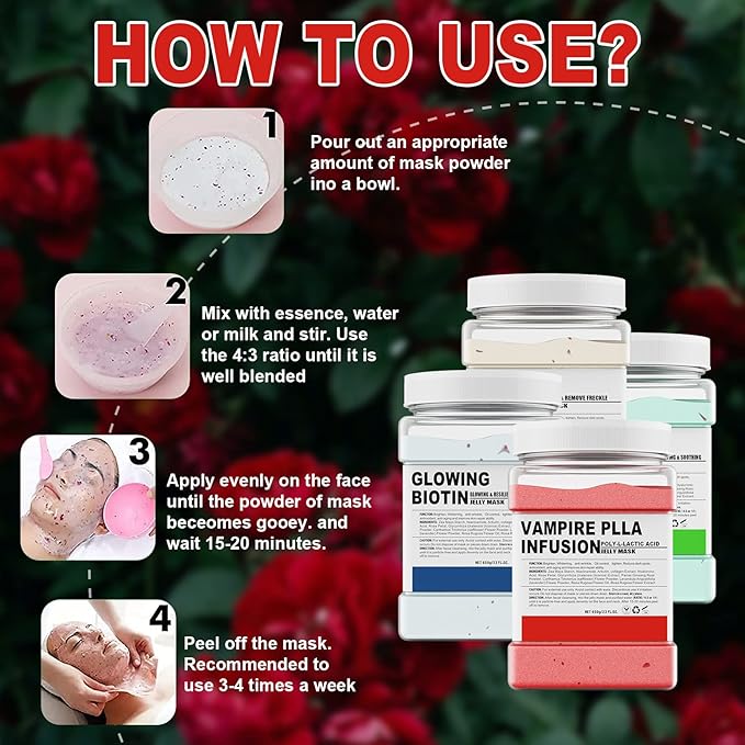 POZTL Jelly Mask Powder for Facials Natural Rose Petals Jelly Face Mask Professional Peel Off Hydro Face Mask Powder Leaves Skin Soft Moisturized and RevitalizedDIY SPA 23 FlOz - Image 4