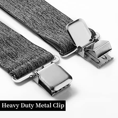 Fasker Mens Suspenders X-Back Wide Adjustable Solid Straight Heavy Duty Clip Suspenders for Men Women, 03 Grey(2 inch wide) - Image 4