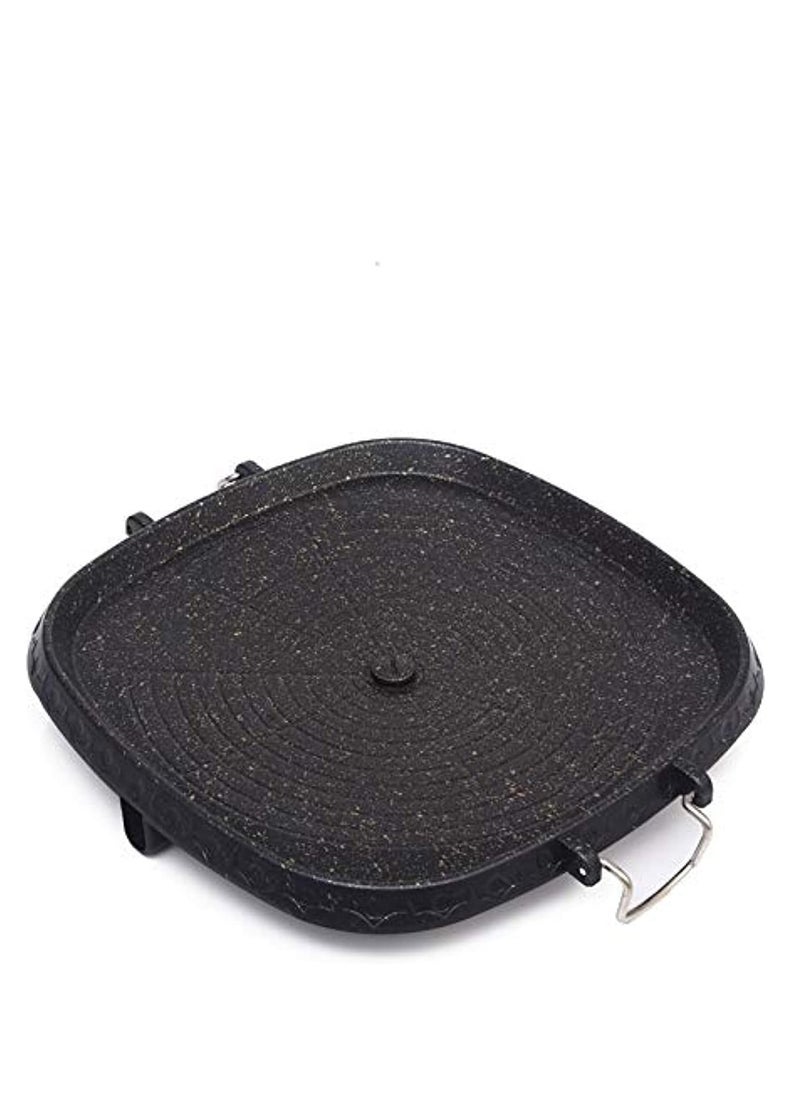 Joyelink - Griddle Pan, Korean-style Square Grill Pan Cast Iron Square Frying Pan with Maifan Stone Coated Surface Non-stick Smokeless Stovetop Plate for Indoor Outdoor BBQ - Image 1