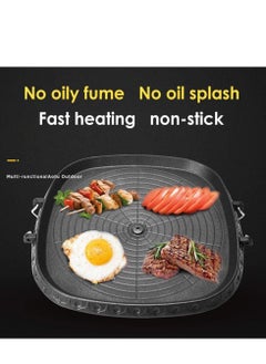 Joyelink Griddle Pan, Korean-style Square Grill Pan Cast Iron Square Frying Pan with Maifan Stone Coated Surface Non-stick Smokeless Stovetop Plate for Indoor Outdoor BBQ  - Image 4