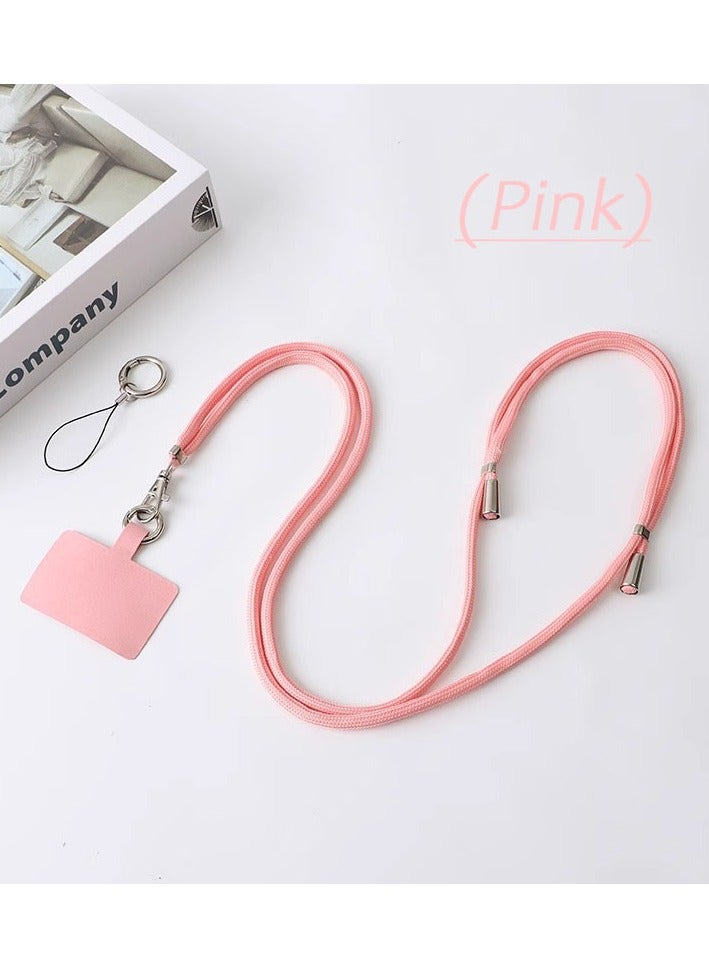 Mobile Phone Lanyard, Universal Crossbody Mobile Phone Lanyard, Multi-Function Nylon Patch Adjustable Shoulder Neck Strap, Compatible with Most Smartphones (Pink)  - Image 1