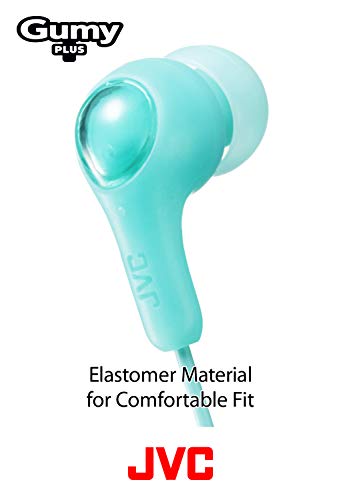 JVC BLUE GUMY In ear earbuds with stay fit ear tips and MIC. Wired 3.3ft colored cord cable with headphone jack. Small, medium, and large ear tip earpieces included. JVC GUMY HAFX7MA - Image 4