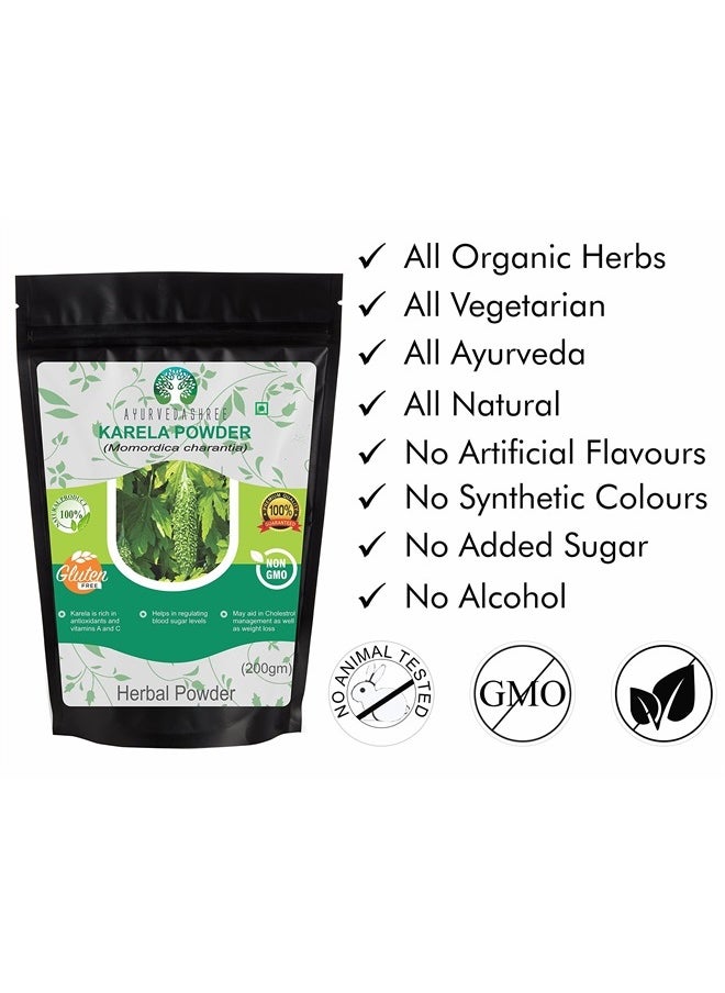 AYURVEDASHREE Bitter Melon Powder 200 Gm I Momordica Charantia/Karela Fruit Powder I Ayurvedic herb I Supports Blood Sugar I Support Liver Function I Herbal Supplement I Supports Skin and Stomach  - Image 1