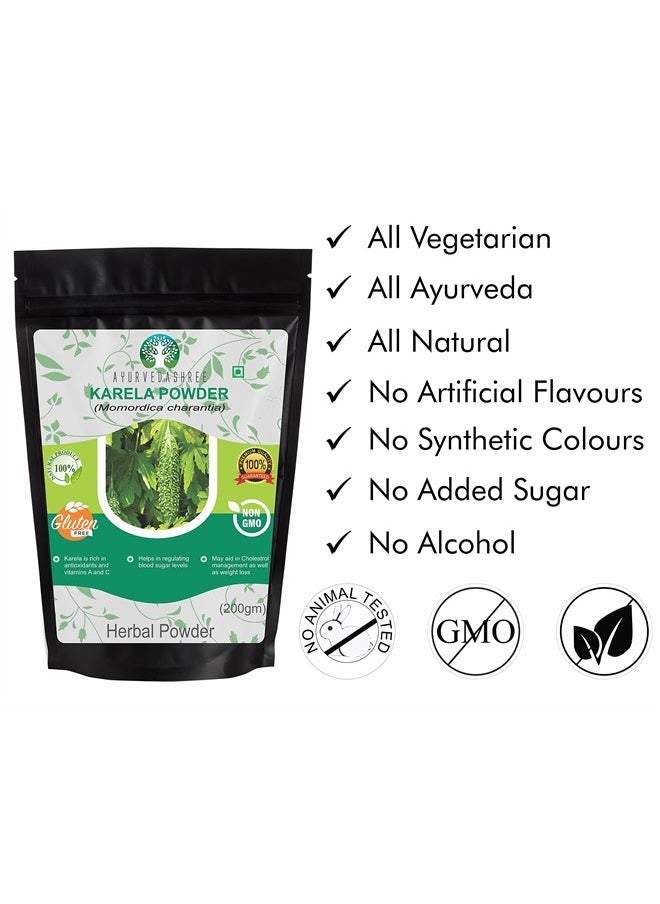 AYURVEDASHREE Bitter Melon Powder 200 Gm I Momordica Charantia/Karela Fruit Powder I Ayurvedic herb I Supports Blood Sugar I Support Liver Function I Herbal Supplement I Supports Skin and Stomach  - Image 2