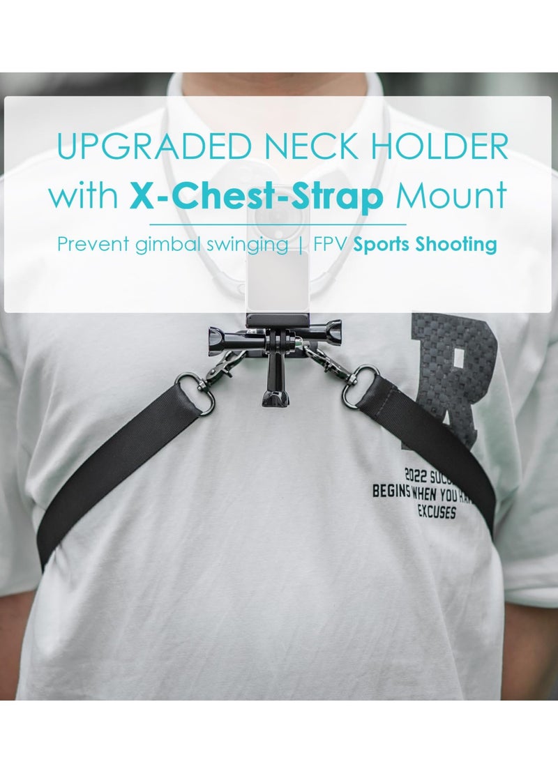 Excefore - Action Camera Neck Mount with Chest Strap Holder, Neck Mount Compatible with GoPro, Hand Free Vlog Neck Lanyard with Body Strap for Action Camera, for DJI OSMO Pocket 1/2 OSMO Action 3 Insta360 - Image 1