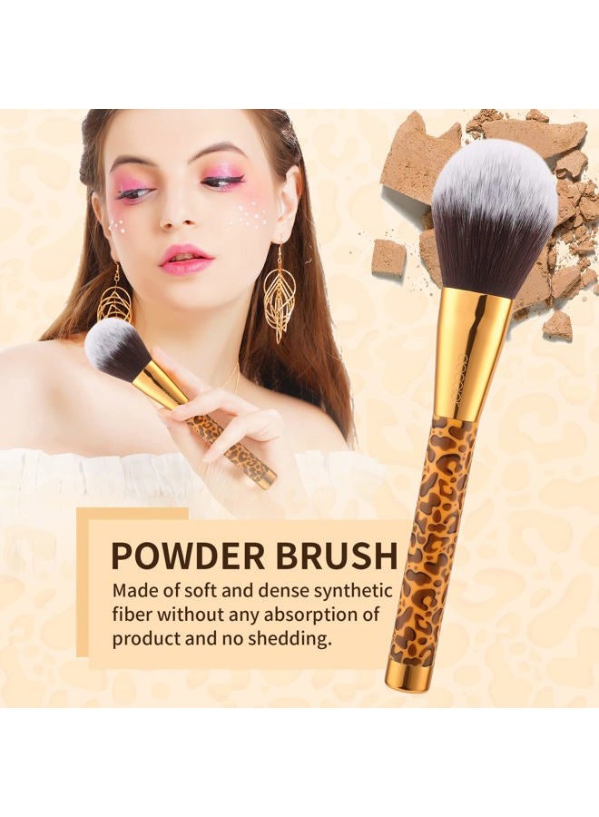Docolor Makeup Brushes Leopard 14pcs Premium Synthetic Foundation Powder Concealers Eye shadows Blush Makeup Brush Set with 4pcs Makeup Puffs - Image 2