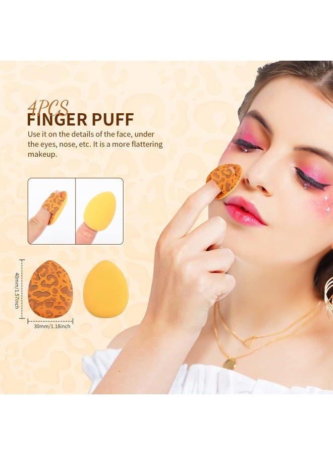 Docolor Makeup Brushes Leopard 14pcs Premium Synthetic Foundation Powder Concealers Eye shadows Blush Makeup Brush Set with 4pcs Makeup Puffs - Image 5