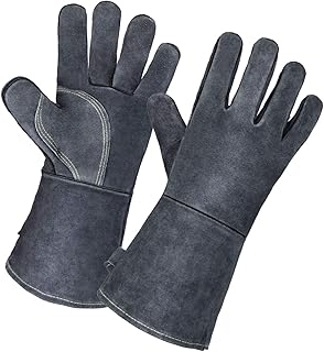 OZERO OZERO 932Ã‚Â°F Heat Resistant Forge Welding Gloves Leather Grill BBQ Glove with Flame Retardant Long Sleeve for Men and  - Image 1