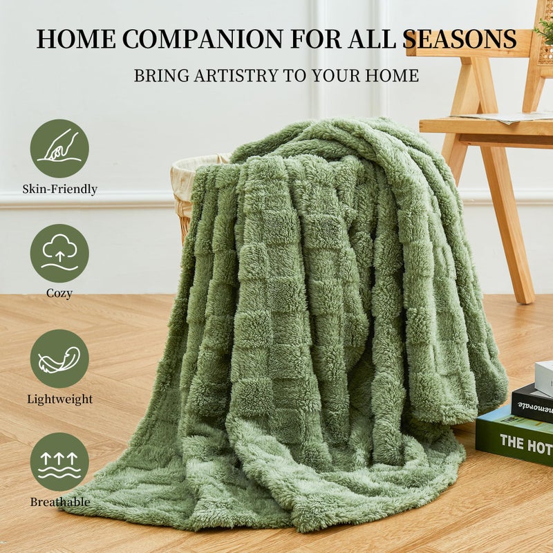Aganear Fleece رمي بطانية - دافئ ناعم خفيف الوزن غامض رمي بطانية للنساء بطانيات رمي ​​المحمولة للأريكة دافئة الحاضر لعيد الميلاد (50 "" x70 "" الحكيم الأخضر) - Image 5