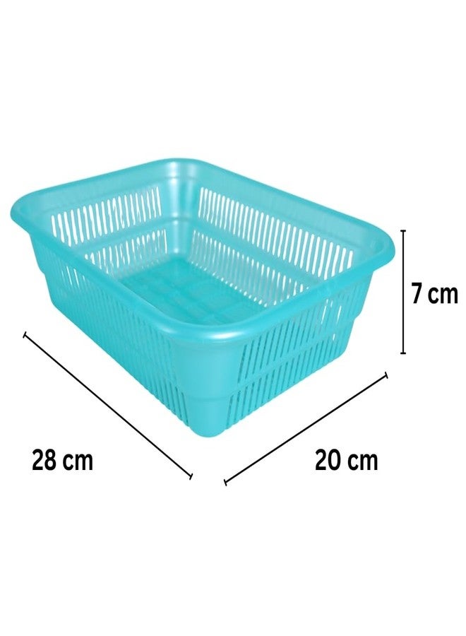 Simply Home Candy-1 Multi-Purpose Plastic Storage Basket|Durable Stackable Organizer Tokri For Home,Kitchen,Bathroom & Office|Ideal For Toys,Clothes,Cosmetics,Stationery|Set Of 3|Green - Image 2