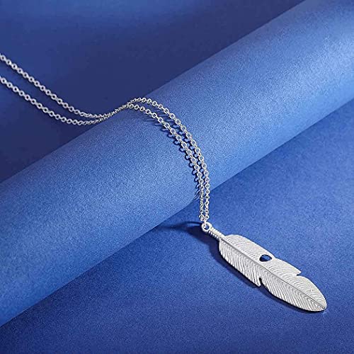 Yalice Boho Feather Pendant Necklace Chain Long Leaf Necklaces Jewelry Y Necklace for Women (Silver) - Image 4