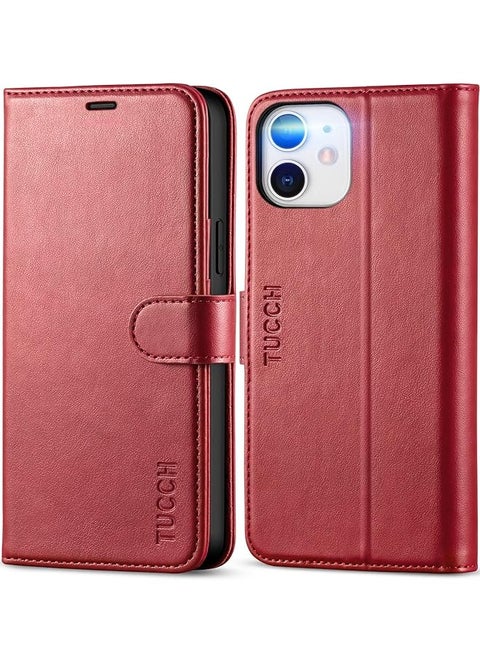Iphone 12 Case Iphone 12 Pro Case Pu Leather Wallet Case With Rfid Blocking Shockof Tpu Shell Kickstand Magnetic Flip Case Compatible With Iphone 12 Iphone 12 Pro 5G 6.1 Inches Dark Red