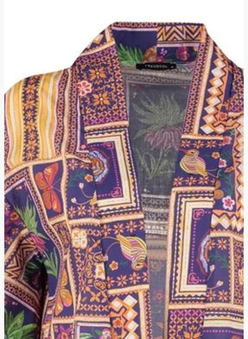 trendyol Tropical Pattern Mini Woven 100% Cotton Kimono & Kaftan TBESS23KM00062
