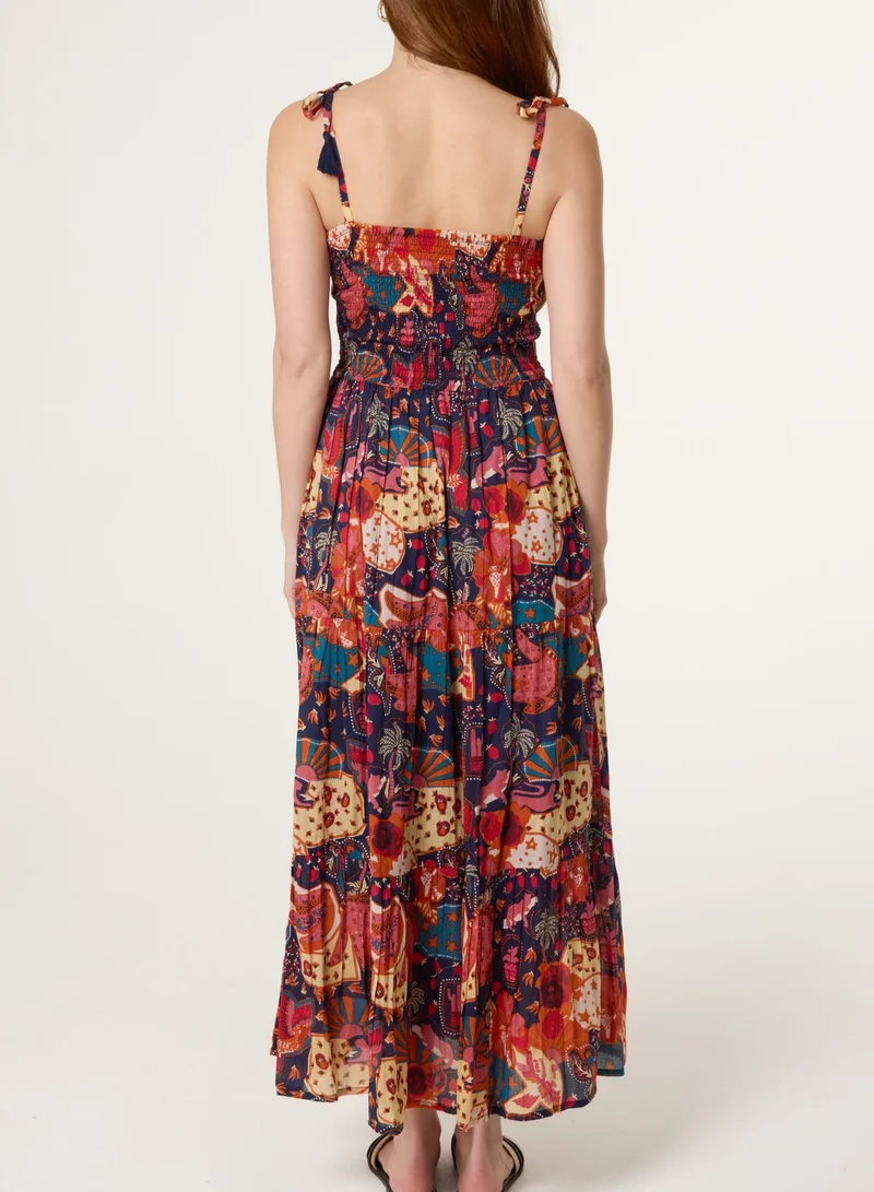بلو فانيلا Bold Print Shirred Waist Dress