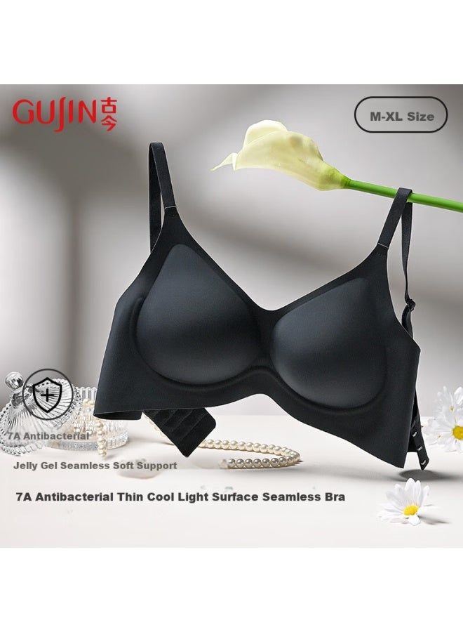 Gujin Summer New Smooth Seamless Cooling Bra 7a Antibacterial Comfortable Women's Underwear Jelly Soft Support - Image 1
