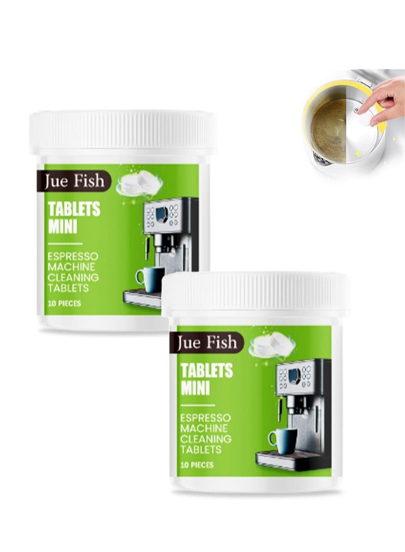 JUE-FISH 2 Bottles Tablets Mini，Espresso Machine Cleaning Tablets，Coffee Maker Descaling Tablets，Suitable For Multi Cup ，Single Cup Coffee Machines ，Coffee Maker（20Pcs）  - Image 1