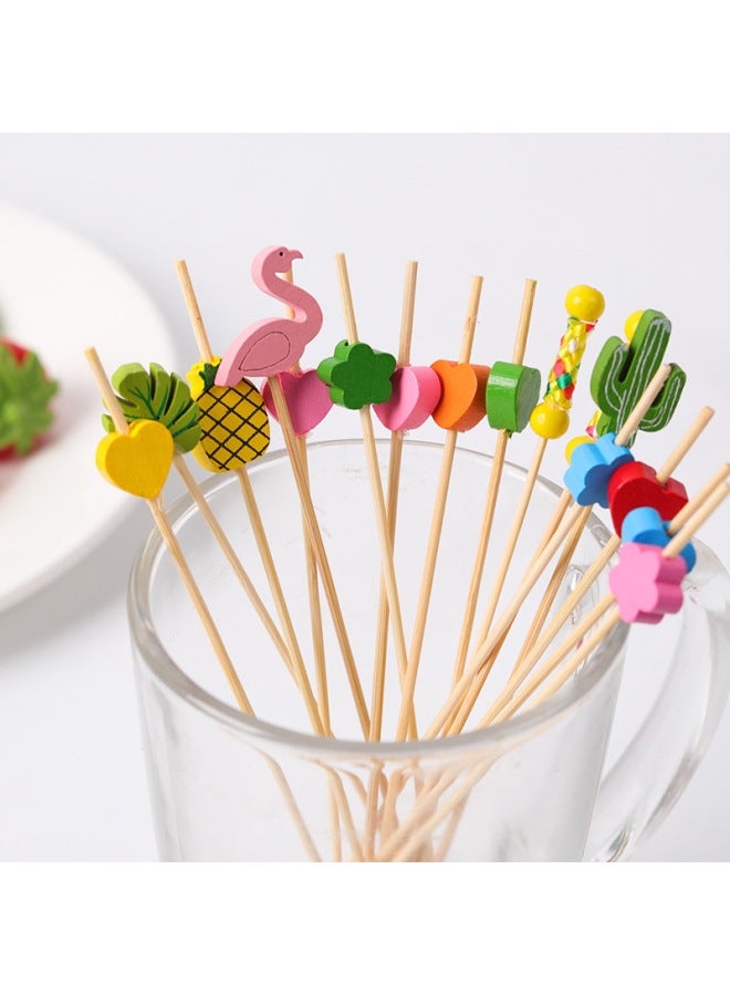 Fruit Stick Craft Boutique Bamboo Stick Barbecue Chicken Chop Creative Milk Tea Cup Sandwich Decorative Stick Wholesale-Specification:Dark Brown 15cm Red Panda Sign✓✓ - Image 3