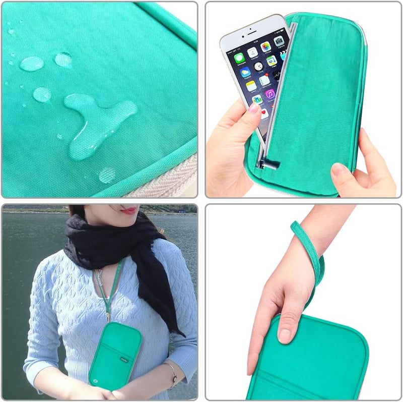 jiemei RFID Family Passport Wallet Holder Waterproof, Travel Document Organizer Credit Card Clutch Bag for Men Women - Image 4