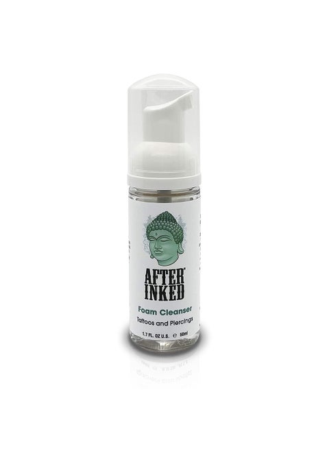 After Inked Tattoo & Piercing Aftercare Foam Cleanser - Quality Wash Soap Cleanser for Tattoos, Body Modifications and Piercings including Ear, Nose and Belly Button Foam Bottle, 1.7 oz