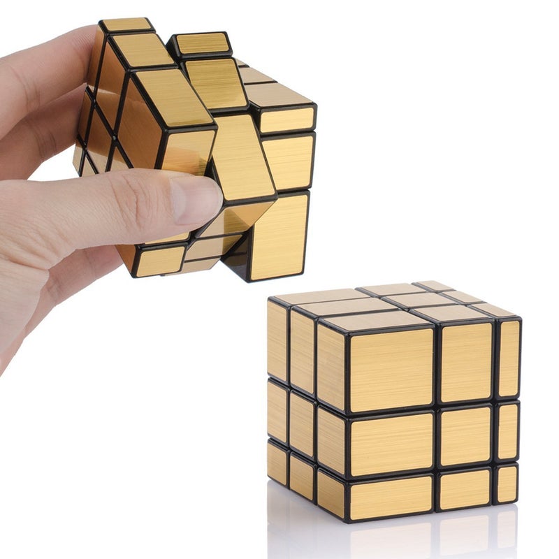 D-FantiX Shengshou 3x3x3 Mirror Cube Set, 2 Pack, ABS Plastics, Puzzle Toys for Kids, Silver, Gold, Unisex, Beginner, 54 Pieces, 2 Items, 1 Set - Image 3