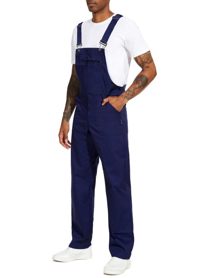 WORK IDEA Men's Bib Overalls Workwear Fashion Lightweight Jumpsuit with Pockets, New Navy, XL - Image 1