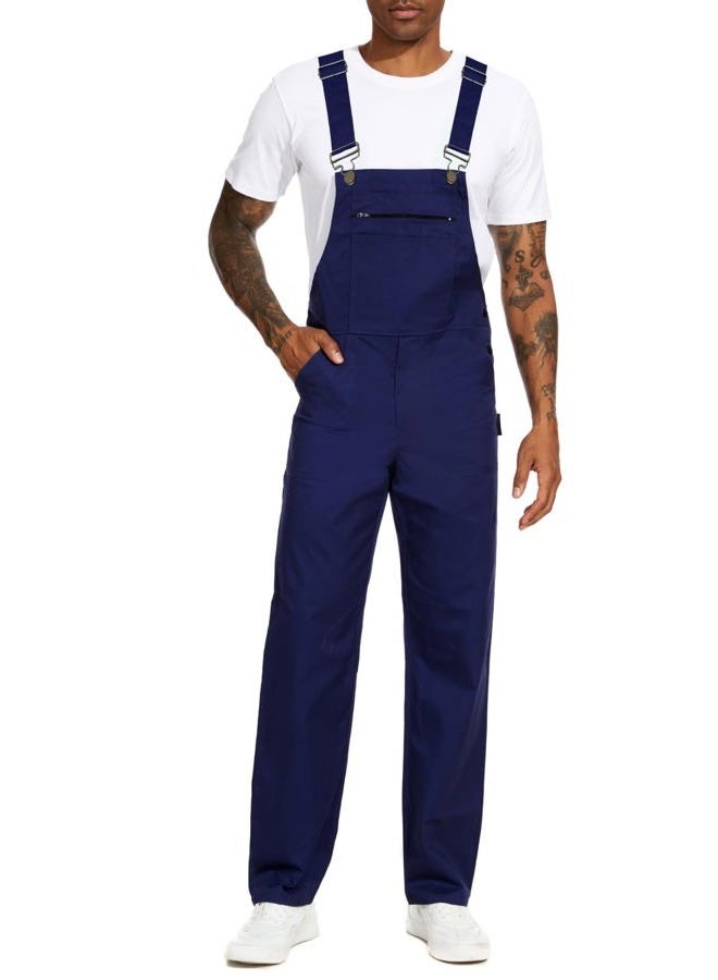 WORK IDEA Men's Bib Overalls Workwear Fashion Lightweight Jumpsuit with Pockets, New Navy, XL - Image 2