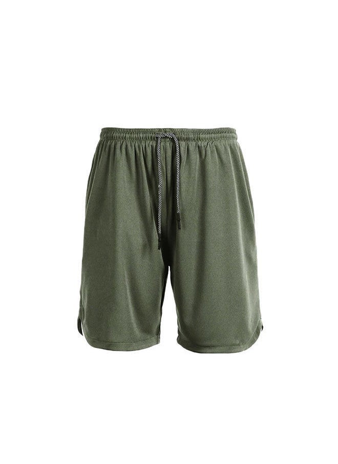 NIBEMINENT Men's Casual Beach Shorts Solid Double Layer Running Mesh Sports Drawstring Lace up Fitness  - Image 2