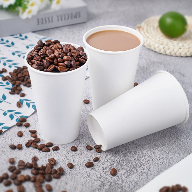 LITOPAK 210 Pack 16 oz Disposable Paper Coffee Cup, Hot/Cold Beverage Drinking Cups for Water, Paper Coffee Cups, White Hot Coffee Cups, Suitable for Party, Picnic, Travel, and Events - Image 4