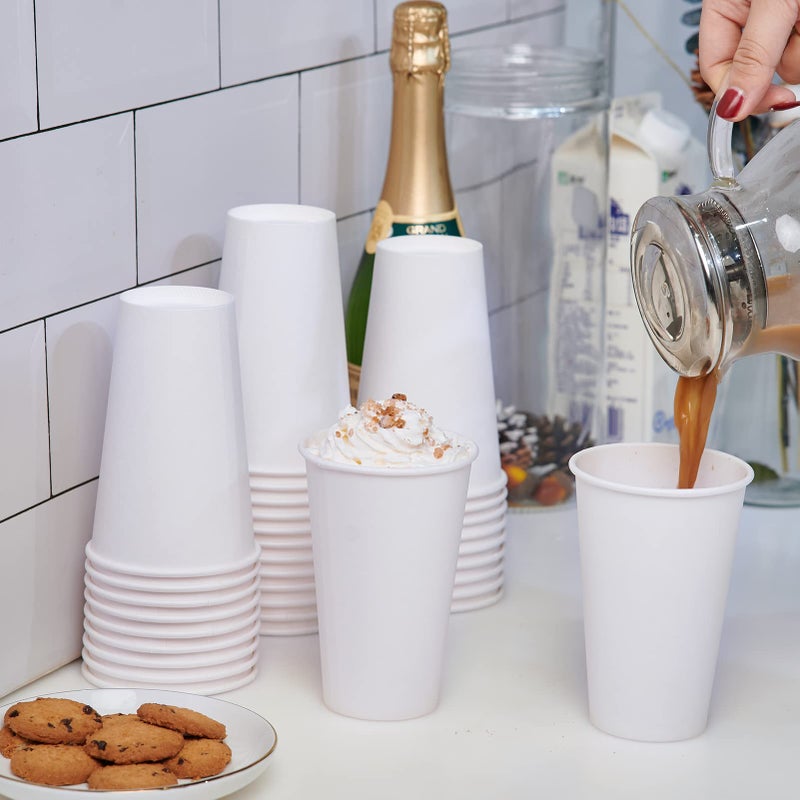LITOPAK 210 Pack 16 oz Disposable Paper Coffee Cup, Hot/Cold Beverage Drinking Cups for Water, Paper Coffee Cups, White Hot Coffee Cups, Suitable for Party, Picnic, Travel, and Events - Image 3