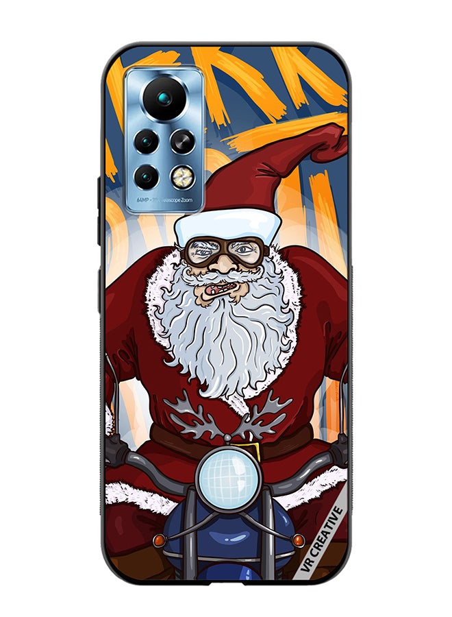VR CREATIVE Protective Case Cover For Infinix Note 11 Pro Cartoon Christmas Postcard Santa Claus On Motorcycle Design Multicolour - Image 1