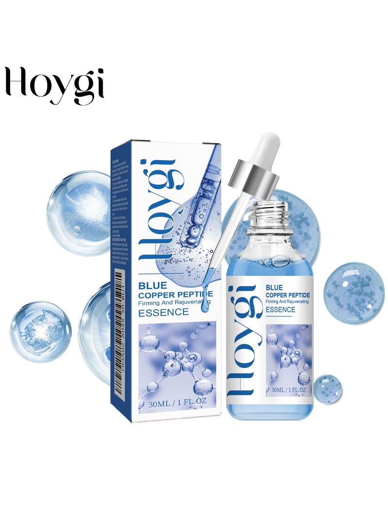 Hoygi Blue Copper Peptide Firming And Rejuvenating Essence Anti-Aging Serum 30ml - Skin Revitalizing Formula with Brightening Essence for Radiant Face Clinically Proven Wrinkle Reduction - Image 1