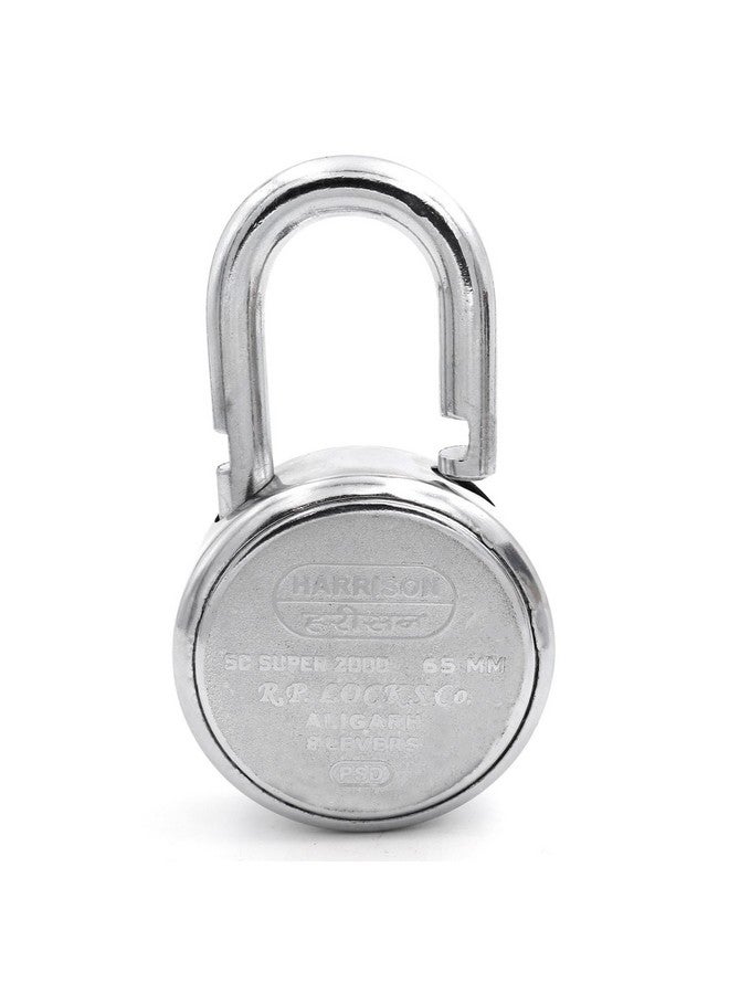 Harrison Padlocks/Round Padlock 65mm 8 Lever with 4 Keys SC-2000-0536 Pack of 1/ Mild Steel Material/Bright Chrome Plated Finish/Door Lock, Shutter Lock, Godown Lock, gate Lock - Image 5
