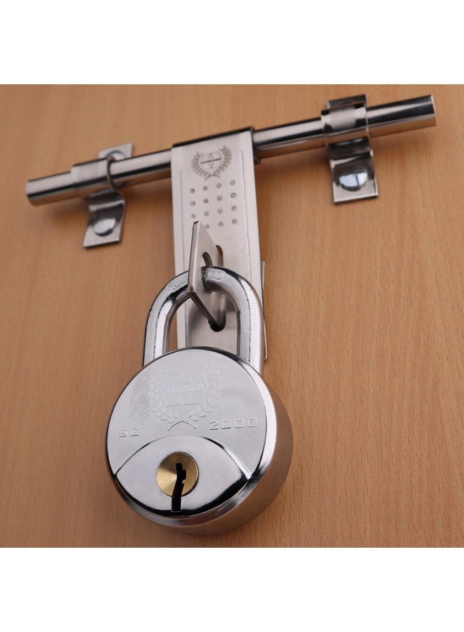 Harrison Padlocks/Round Padlock 65mm 8 Lever with 4 Keys SC-2000-0536 Pack of 1/ Mild Steel Material/Bright Chrome Plated Finish/Door Lock, Shutter Lock, Godown Lock, gate Lock - Image 1