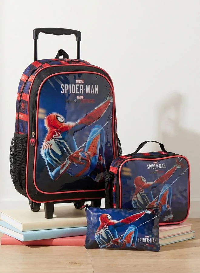 Marvel Spider-Man 3-Piece School Trolley Bag Set For Boys 13+ Years With Lunch Bag And Pencil Pouch
