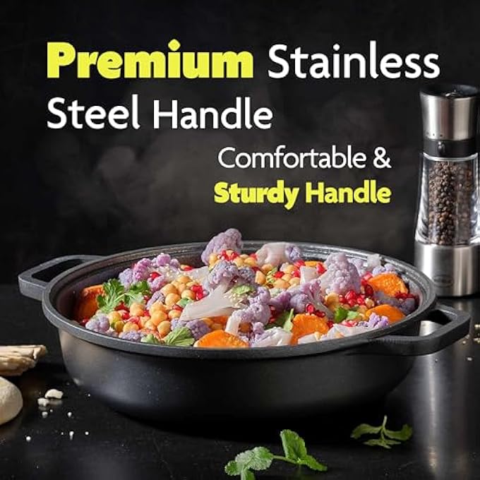 BS Saucepan Without Lid  NonStick Frying Pan  DieCast Aluminum Pan With Cast Iron Handles  Dishwasher Safe And Oven Safe  Durable Eldiamant Coating 2L 3L 45L Capacity 28Cm - Image 5