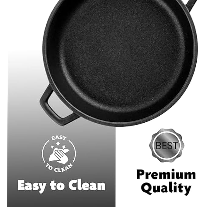 BS Saucepan Without Lid  NonStick Frying Pan  DieCast Aluminum Pan With Cast Iron Handles  Dishwasher Safe And Oven Safe  Durable Eldiamant Coating 2L 3L 45L Capacity 28Cm - Image 4