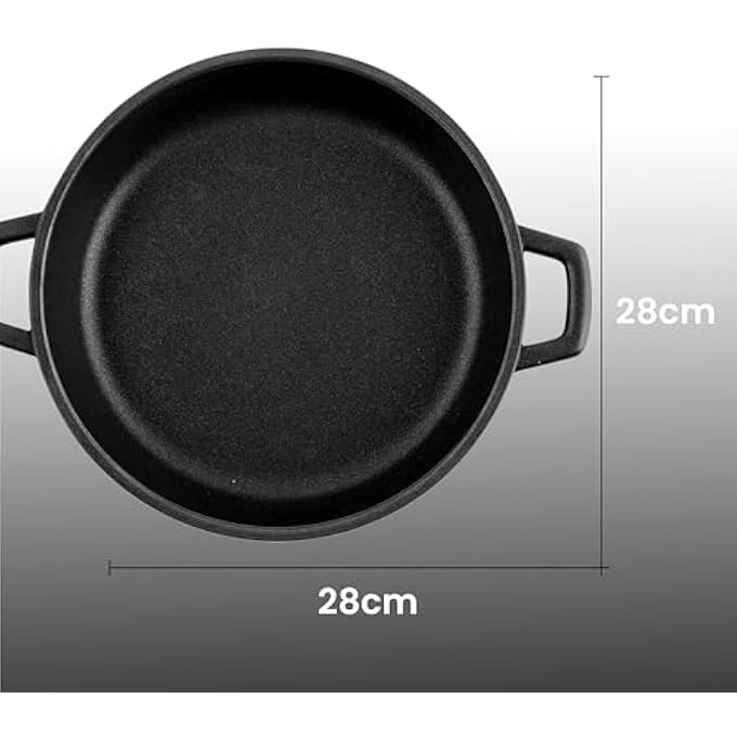 BS Saucepan Without Lid  NonStick Frying Pan  DieCast Aluminum Pan With Cast Iron Handles  Dishwasher Safe And Oven Safe  Durable Eldiamant Coating 2L 3L 45L Capacity 28Cm - Image 3