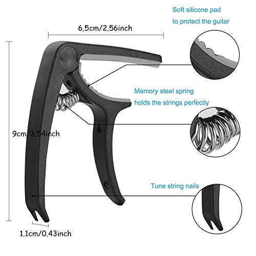 Mustang Guitar Capo Accessories Trigger Capo with 6 Pcs Free Guitar Picks for Acoustic and Electric Guitars, Ukulele and Banjo - Image 3