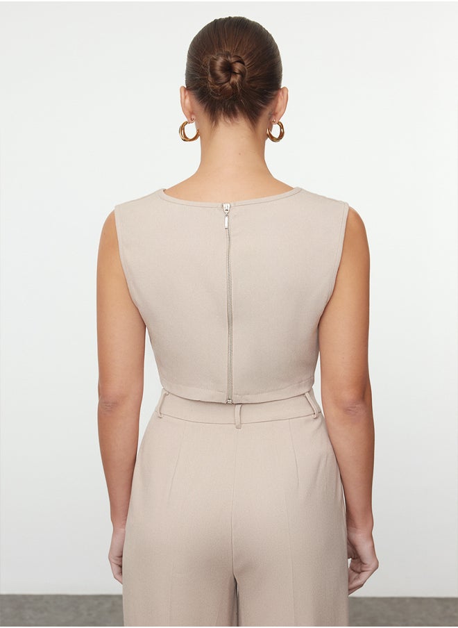 trendyol Stone Corset Look V Neck Woven Bustier TPRAW23BS00032  - Image 5
