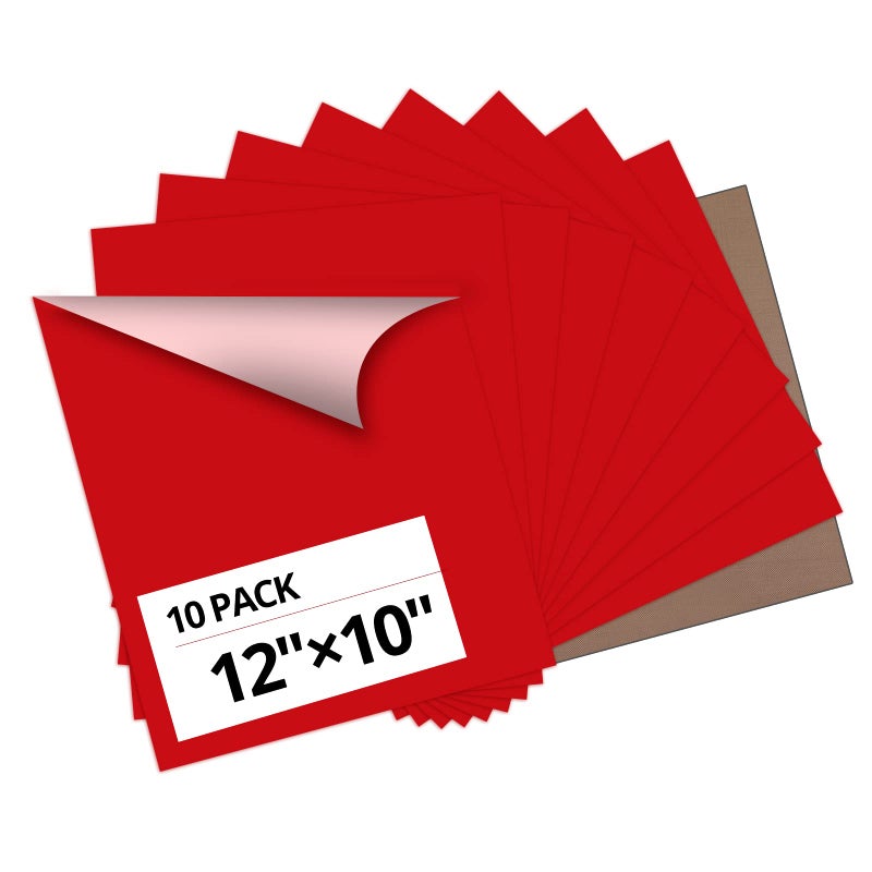 HTVRONT Red Heat Transfer Vinyl Bundle - 10 Pack 12" x 10" HTV Vinyl for T-Shirt, Red Iron on Vinyl for All Cutting Machine or Heat Press Machine - Image 1