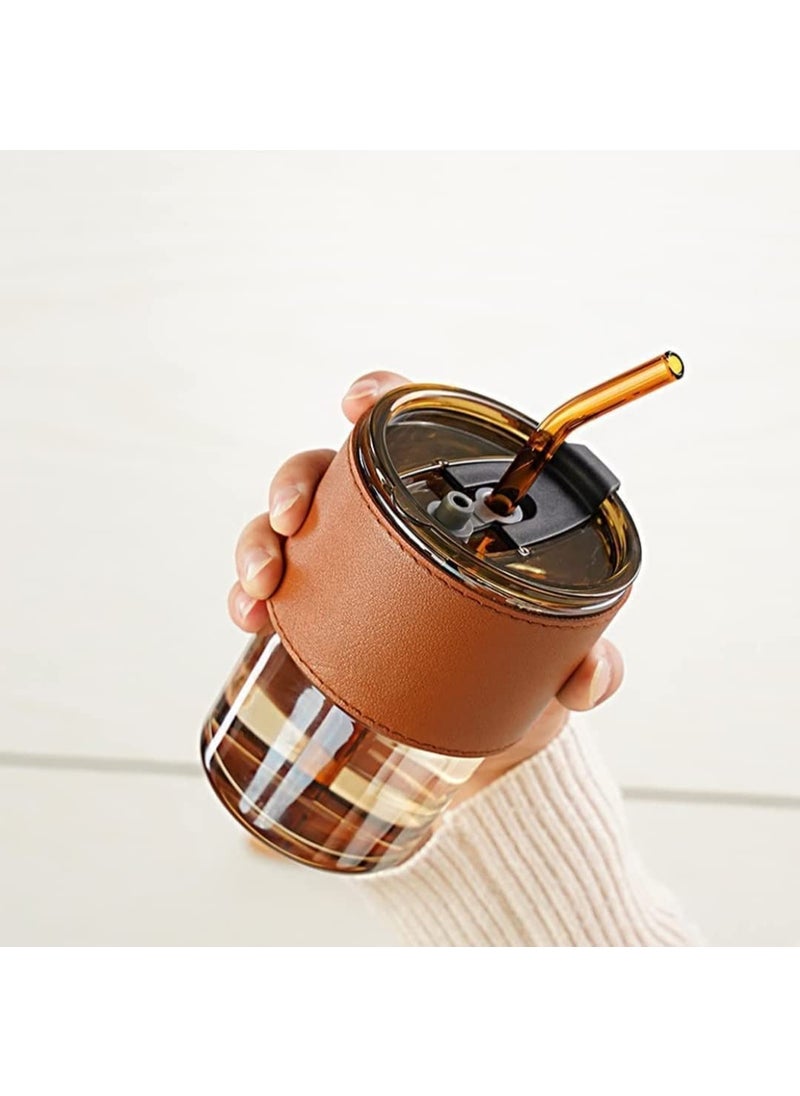 Whitecloud TRANSFORMING HOMES Whitecloud TRANSFORMING HOMES Classy Reusable Coffee Mug 360ml Glass Tumbler with HeatResistant Protective Sleeve and Straw GT3002Y Yellow Pack of 1  - Image 1