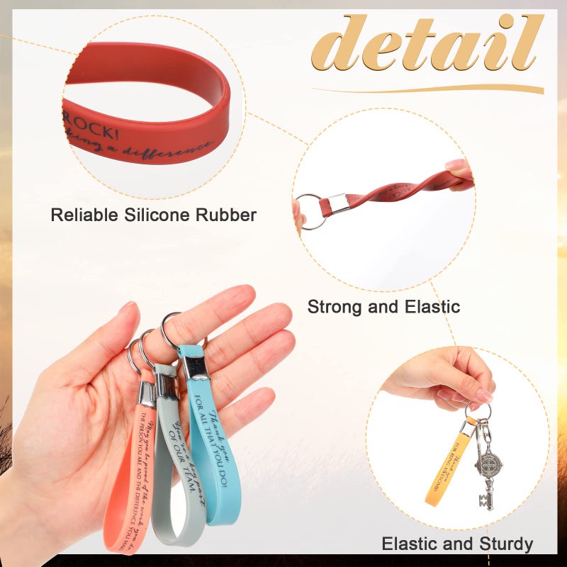Nosiny 30 Pcs Employee Appreciation Gift Bulk Inspirational Keychain Thank You Gift for Coworker Teacher Team Office Staff(Bright Colors) - Image 2