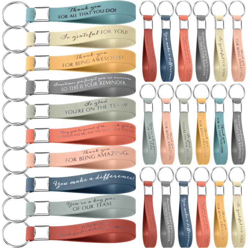 Nosiny 30 Pcs Employee Appreciation Gift Bulk Inspirational Keychain Thank You Gift for Coworker Teacher Team Office Staff(Bright Colors) - Image 1